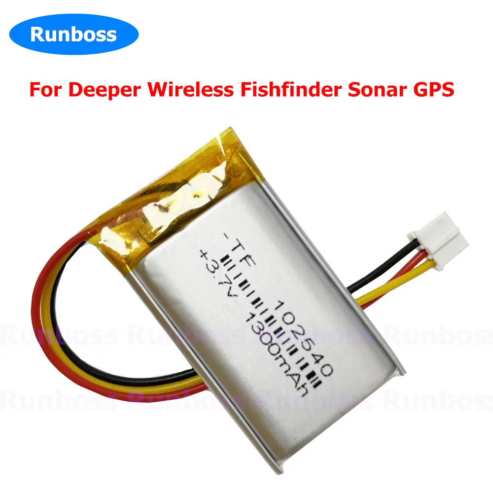 New 802540 952540 102540 3.7V 1300mAh Battery For Deeper Wireless Fishfinder Sonar GPS Batteries 3-wire Plug