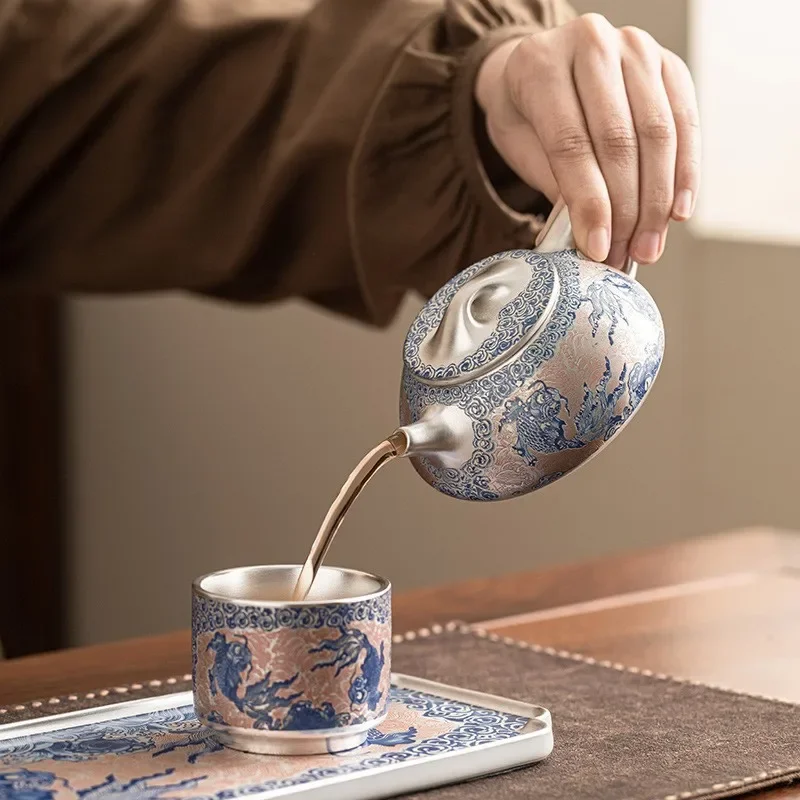 Chinese Colorful Kung Fu Tea Set with One Pot and Four Cups Home Gift for Elders and Leaderstea Sets Designer Complete Teaware