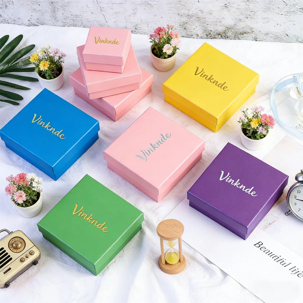 

24Pcs Luxury Custom Logo Earring Necklace Boxes Wedding Ring Packaging Case Bracelet Jewelry Gift Box 7x7x3cm Paper Organizer