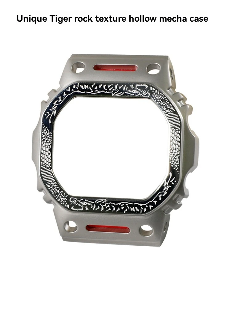 

For Casio G-Shock Watch DW5600 GW-M5610 DW5035 Tiger Vein Rock Engraved Full Metal Armor Style Stainless Steel Case Bracelet Mod
