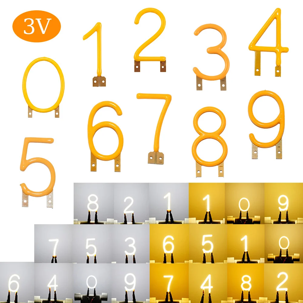 Numbers Decorative Accessories 0-9 3V Filament Boutique Store Pop-up Store Garden Yacht RV Lounge Art Exhibition Creative Decor