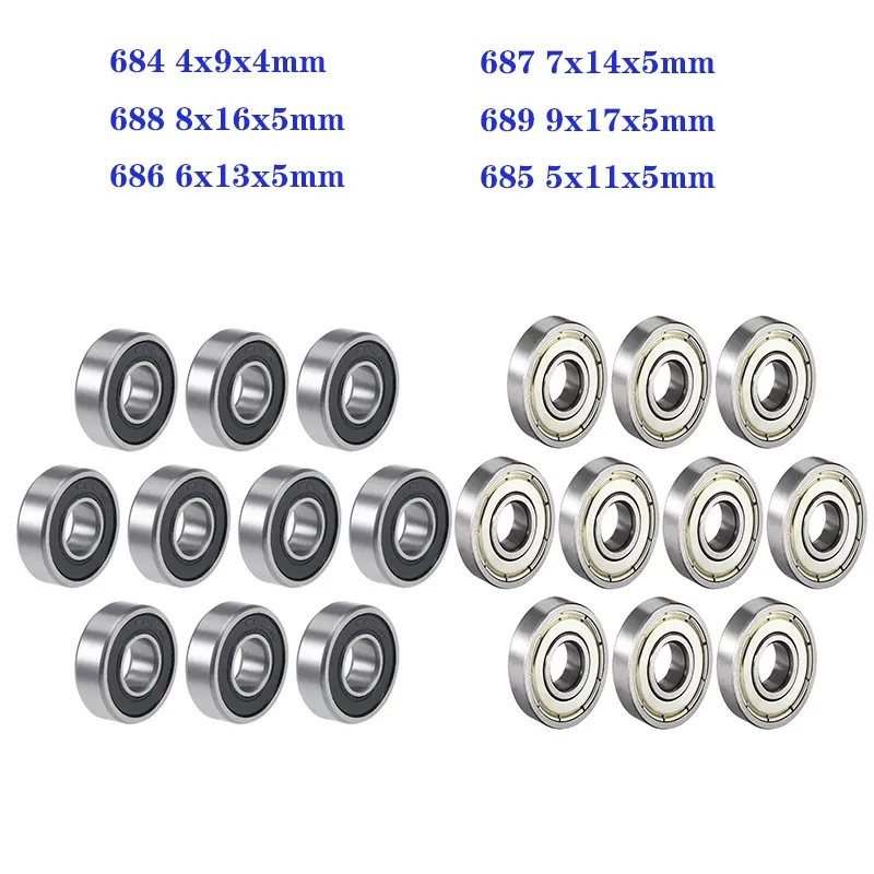 10szt Łożysko kulkowe poprzeczne 688rs 684 685 686 687 688 689 ZZ RS 2RS Łożyska gumowe uszczelniające do rolek longboardowych
