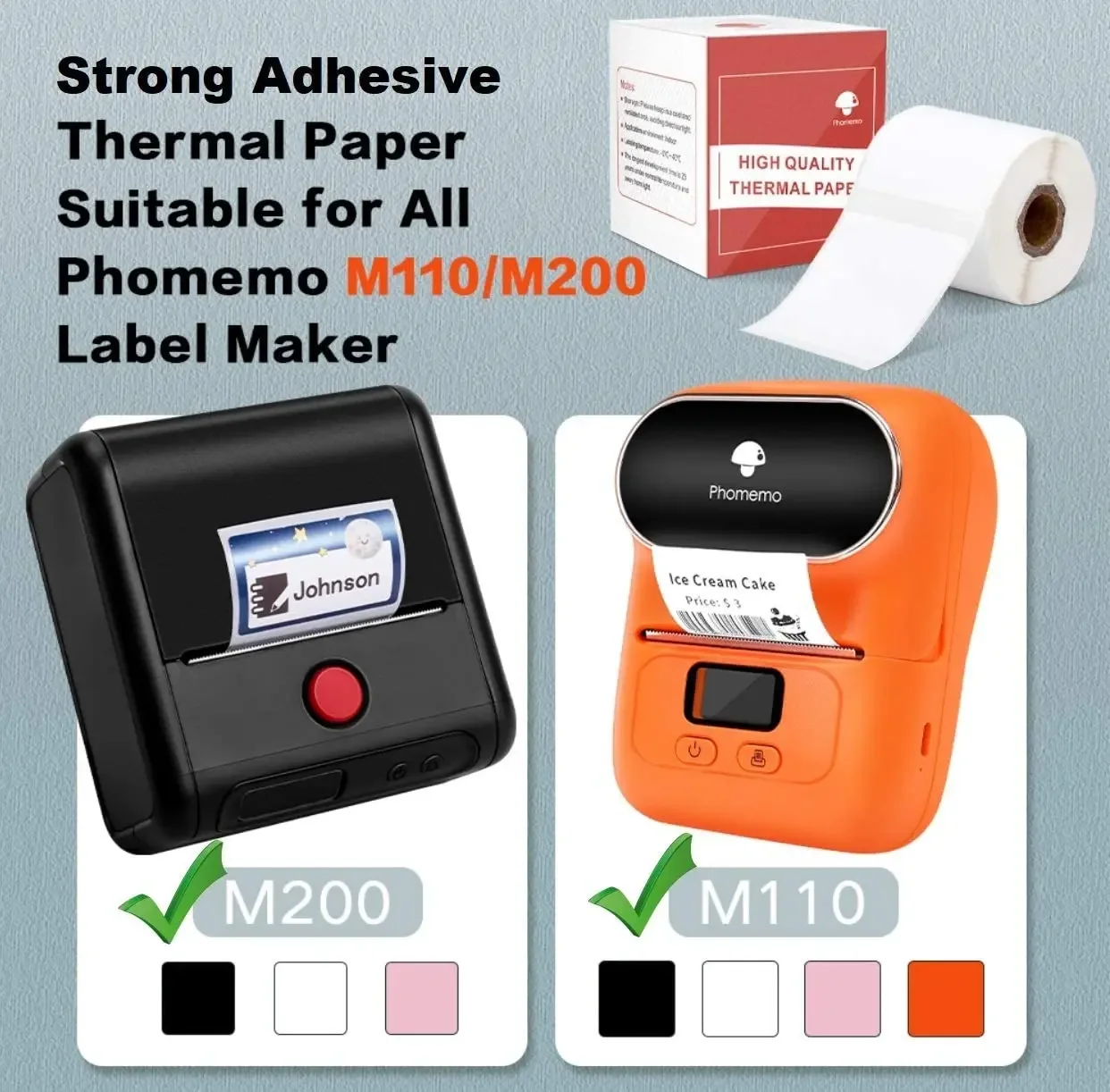 Phomemo Round and Square Labels for M110/M200 Label Maker Sticker Self-adhesive  Thermal Sticker Label Phomemo Label