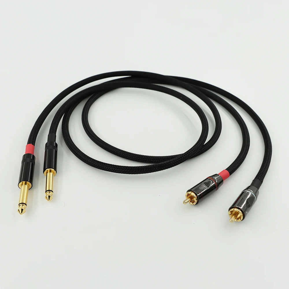 Carare สายสัญญาณสายออดิโอ L-4E6S 4N 6.35ทองแดงปราศจากออกซิเจนไปยัง RCA/6.5ปลั๊กสองแกนขนาดใหญ่ไปยังปลั๊กบัวชุบทอง