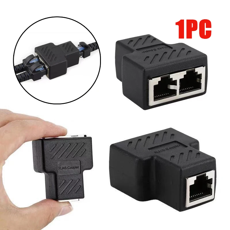 Adaptor Konektor Splitter RJ45 Female 1 Ke 2 Jalur Kabel Jaringan LAN Ethernet Untuk Laptop Docking Station Adaptor Konektor RJ45