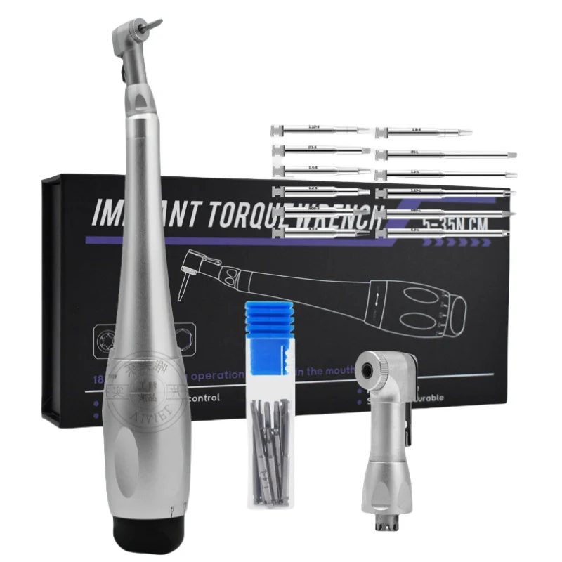 den tal Universal imp lant Torque with 16pcs Drivers Wrench den tistry Latch Head Handpiece Screwdrivers Instrument 5 to 35 N.cm