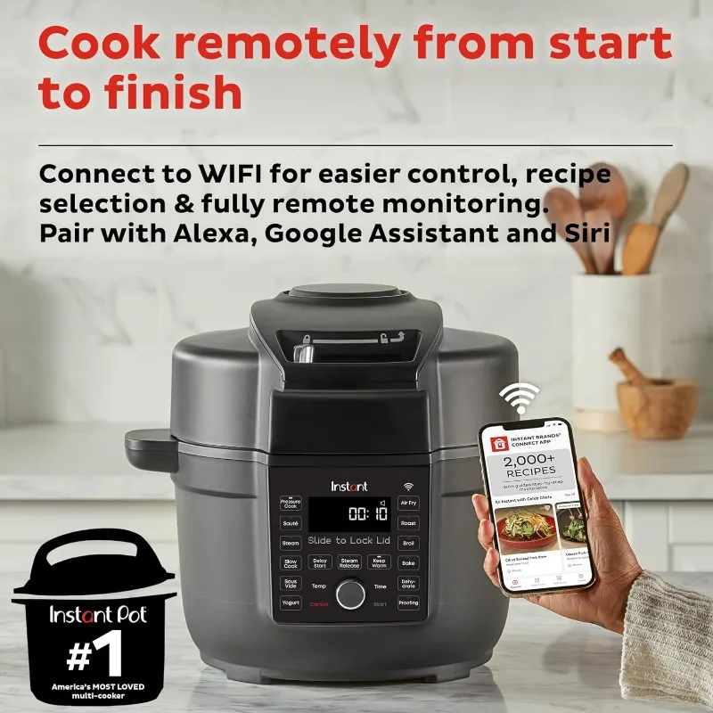 Instant Pot 6.5 Quart Duo Crisp Ultimate Lid with WIFI, 13-in-1 Air Fryer and Pressure Cooker Combo, Sauté, Sous Vide, & More