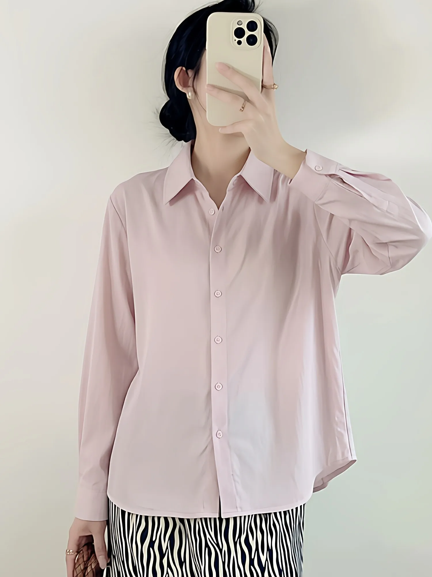 

JPLUS Art Student Shirt 70 Cotton Shoulder-Length Loose Fit Slimming Long Sleeve Women's Casual Shirt Korean Style Pure Color