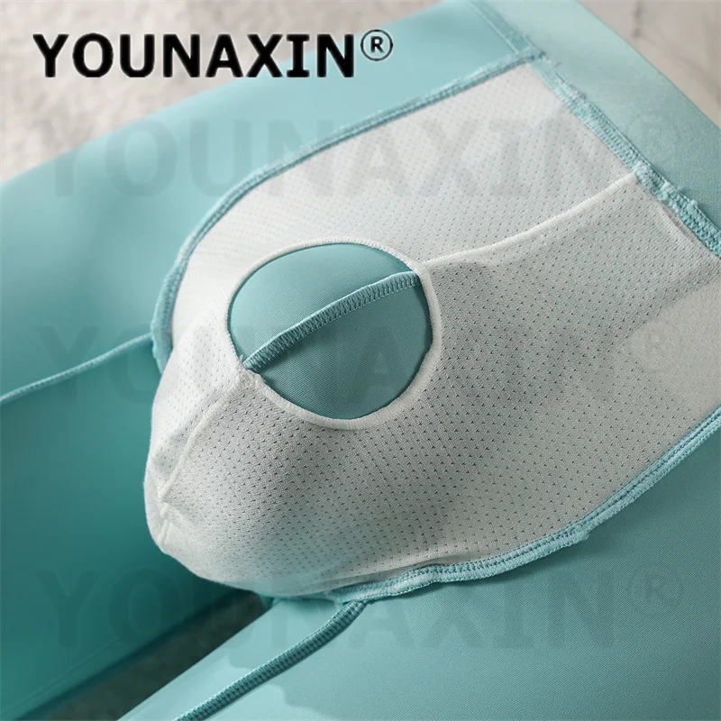 6 Pieces Men's Running Long Boxers Separate Pouch Breathable Sports Big Size Underwear Trunks M L XL 2XL YOUNAXIN
