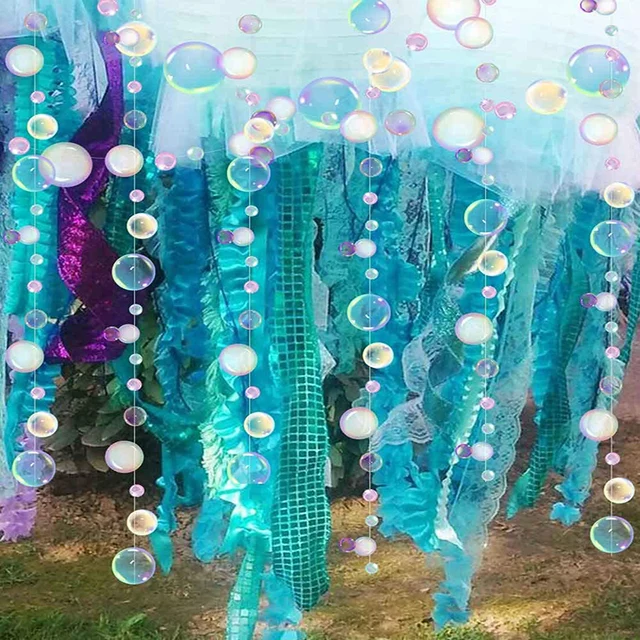 Podmorskie niebieskie girlandy bąbelkowe dla małej syreny Dekoracje imprezowe Wiszące bąbelki Streamer Ocean Urodziny Baby Shower Deco
