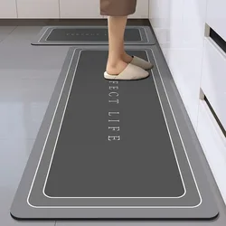 Kitchen floor mat with diatomaceous earth, oil resistant, washable, dirt resistant, waterproof, long strip anti fouling mat
