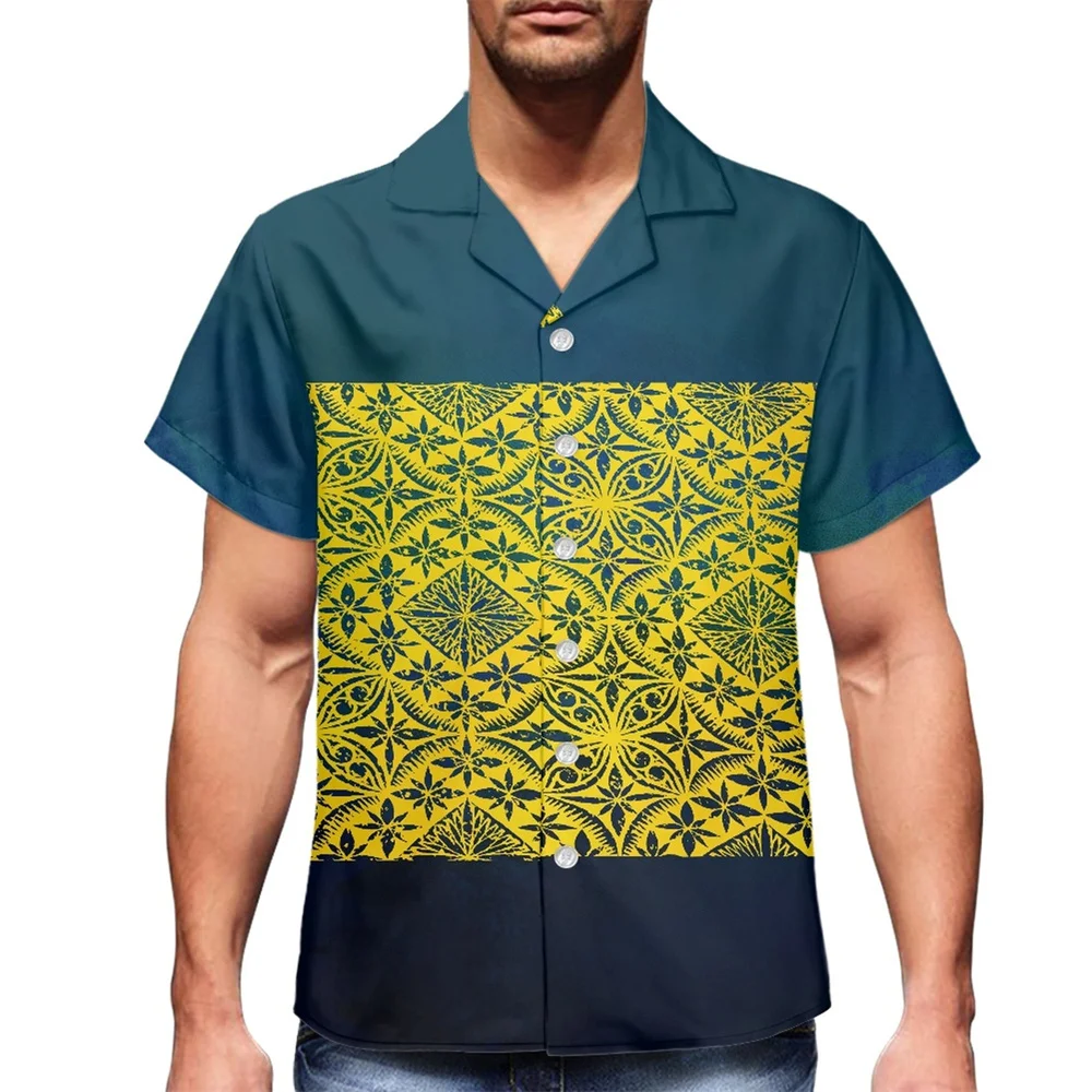 

Breathable Short Sleeve Tops Polynesian Samoan Tongan Tribal Design Clothing 2023 Summer Fashion Casual Hawaiian Shirts for Men