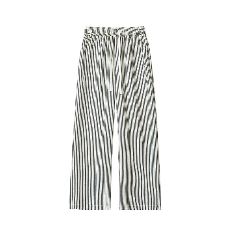 Summer Casual Pants Men Oversized Retro Striped Pants Men Streetwear Korean Loose Wide Leg Pants Mens Trousers Plus Size 5XL