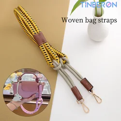 TINBERON-Correias de corda tecidas à mão para mini bolsa, alça de ombro, longa, moda luxuosa, 80cm