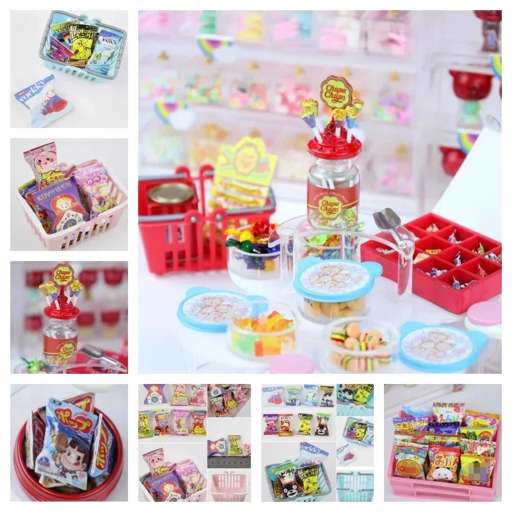 

6-12 Points Doll House Miniature Food Play Snacks Chocolate Macaron Lollipop Model BJD Toy Supermarket Scene Simulation Props