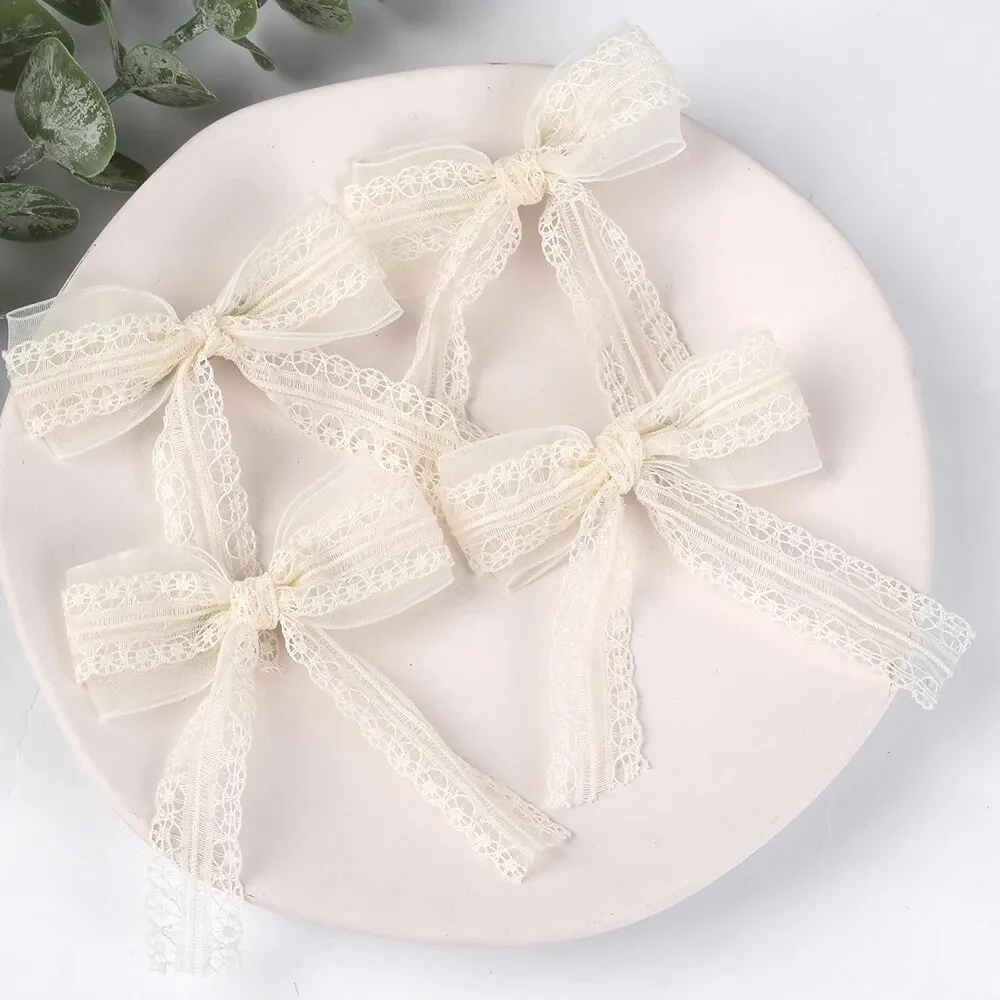 6pcs Elegant Lace Bow Hair Clips for Girls Fairy Bow Hair Clip for Spring and Summer Kids Headwear Girl Hair Accessoires