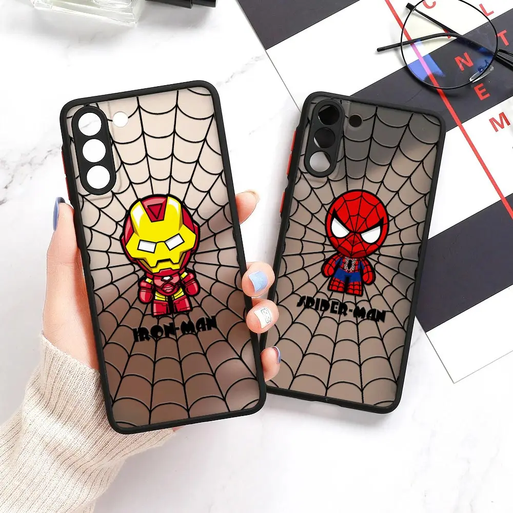 Marvel Hero Matte Clear Fundas per Samsung S23 Ultra Case Galaxy S20 FE S21 S22 Ultra 5G S10 S8 S9 Plus Cover Spider-Man Ironman