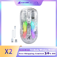 ZIYOULANG & ATTACK SHARK X2 Wireless Gaming Mouse PC Transparent Shell Computer Mice with Dual Mode BT5.0/2.4G, 7 Buttons