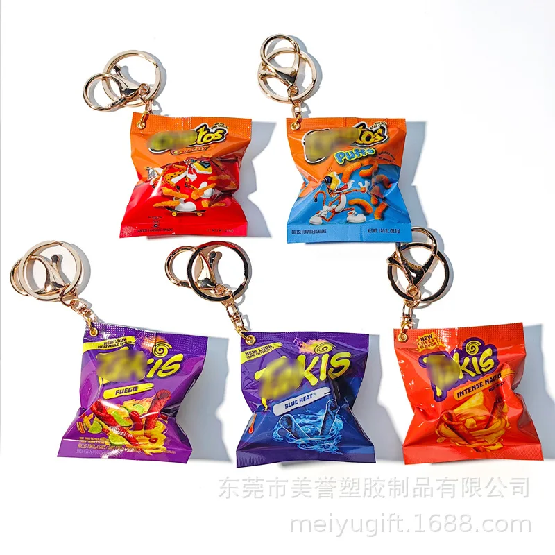 Juguete de comida de simulación transfronteriza Qiduo patatas fritas bolsa de aperitivos colgante Takis mexicano americano snack patata chip llavero