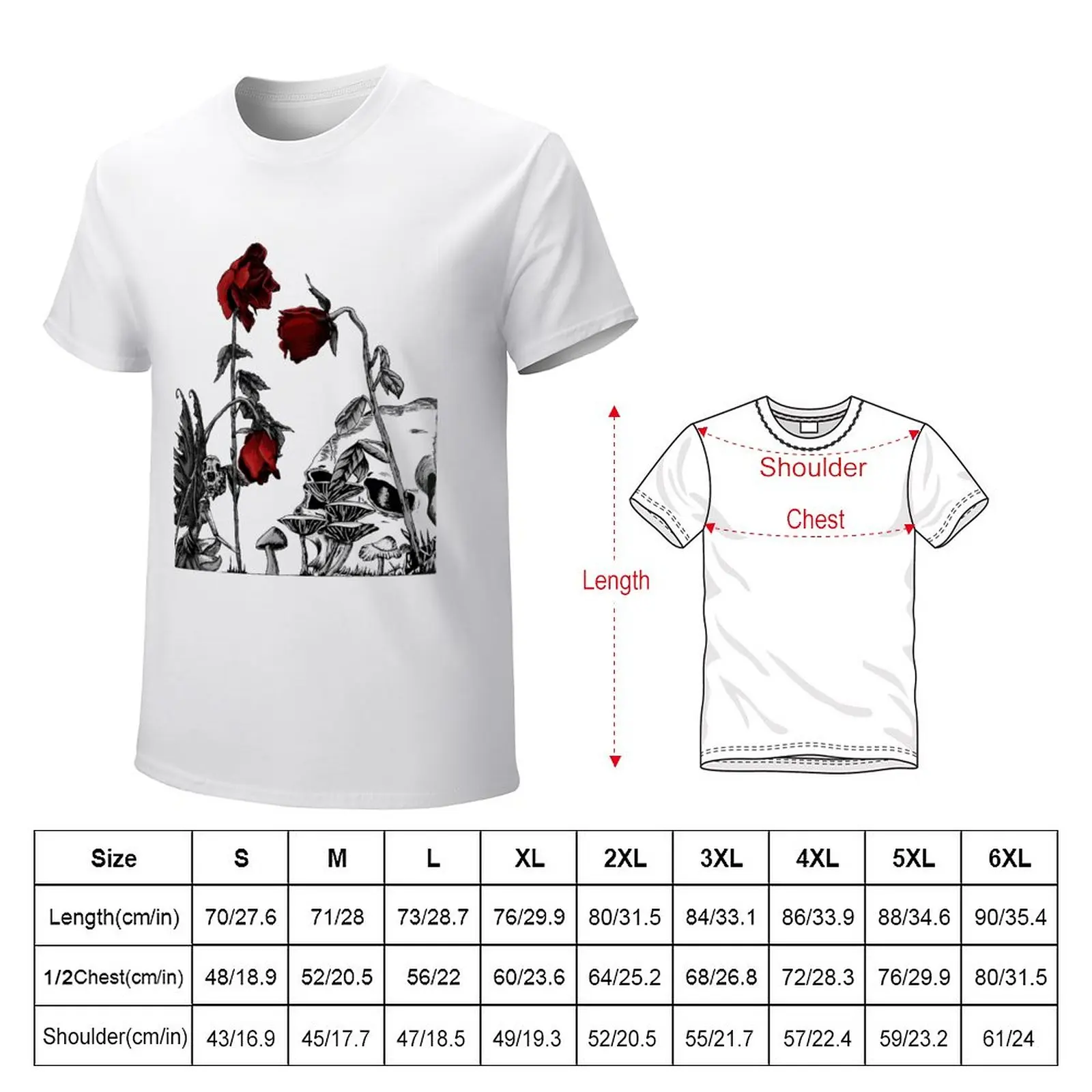 Dark Fairy Skull Garden (Red Roses) T-Shirt customs design your own animal prinfor boys fitted t shirts for men