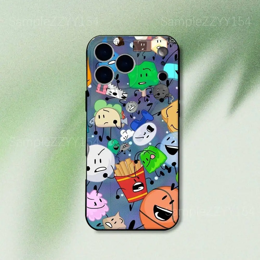 حافظة هاتف Battle For Dream Island لهاتف iPhone 17,16,15,14,13,12,Pro,Max,Plus,E,SE4,Air,Mini Black Soft Funda