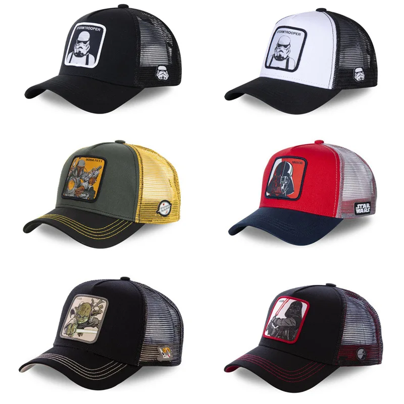 Gorras de béisbol de Star Wars, Darth Vader Yoda, parches mandalorianos, sombrero de malla, gorros de dibujos animados a la moda para hombres y mujeres, casqueta de Hip Hop