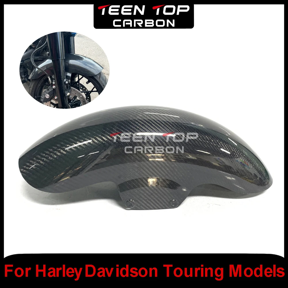 Para Harley Davidson Touring modelos guardabarros delantero Motor bicicleta guardabarros delantero de fibra de carbono Real para Harley Davidson 2009-2023