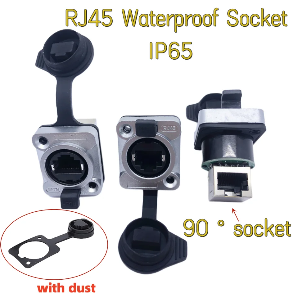 IP65 Waterproof RJ45 CAT6 Metal Connector Locking Plug Socket Adapter Ethernet Coupler Expansion Joint Industrial Outdoor
