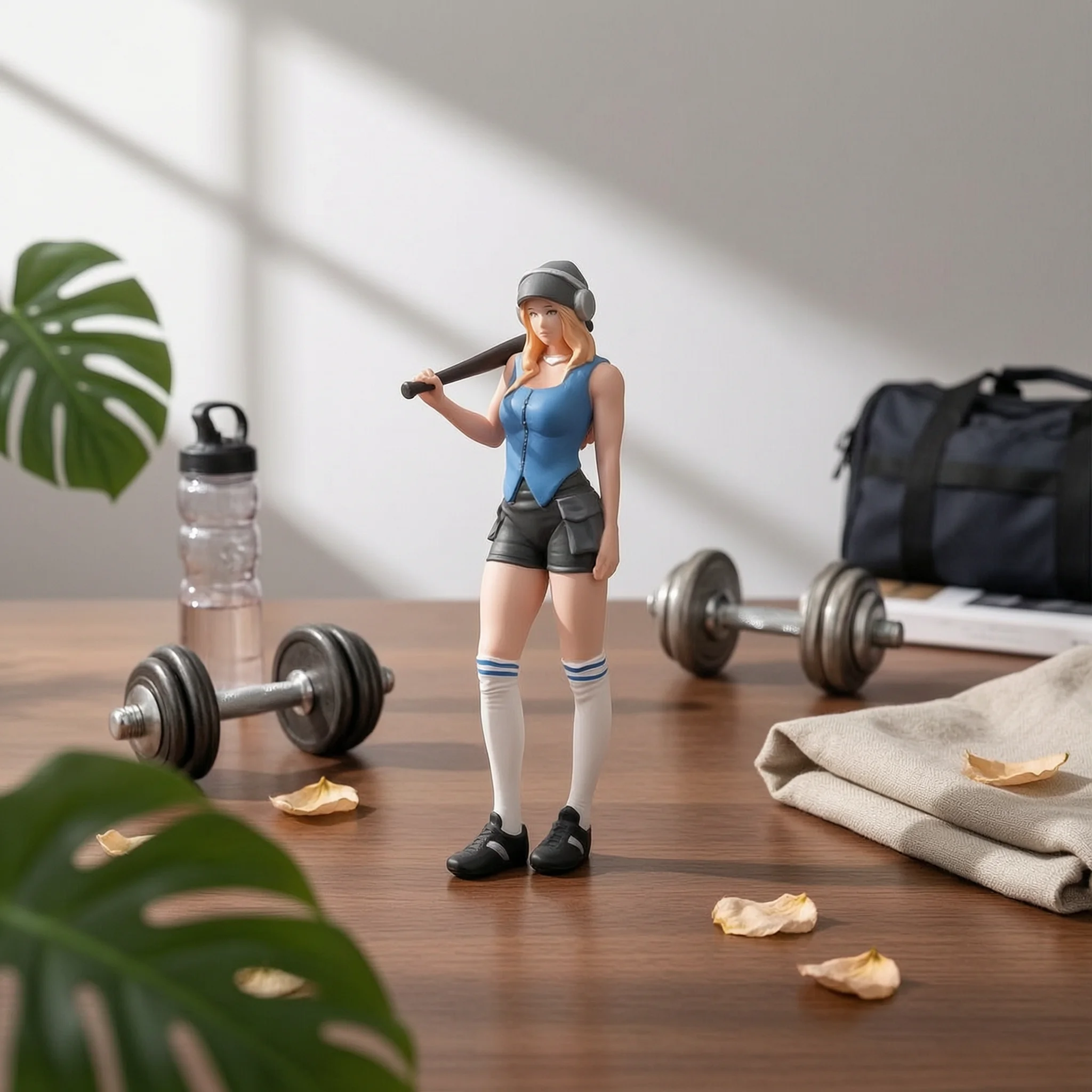 Miniature Girl with Club Hand-Painted Girl Figurine Diorama Figure Sculpted Stylized Figure Collectible for Hobbyists