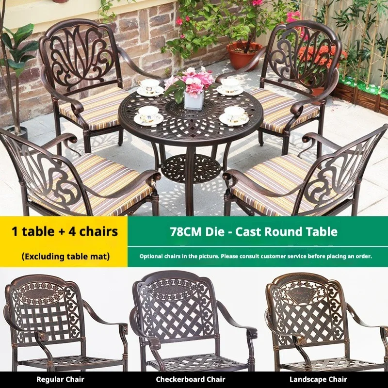 Modern Minimalism Cast Aluminum Outdoor Dining Table Chair Set Waterproof Eco-Friendly Outdoor Furniture for Garden Balcony Use