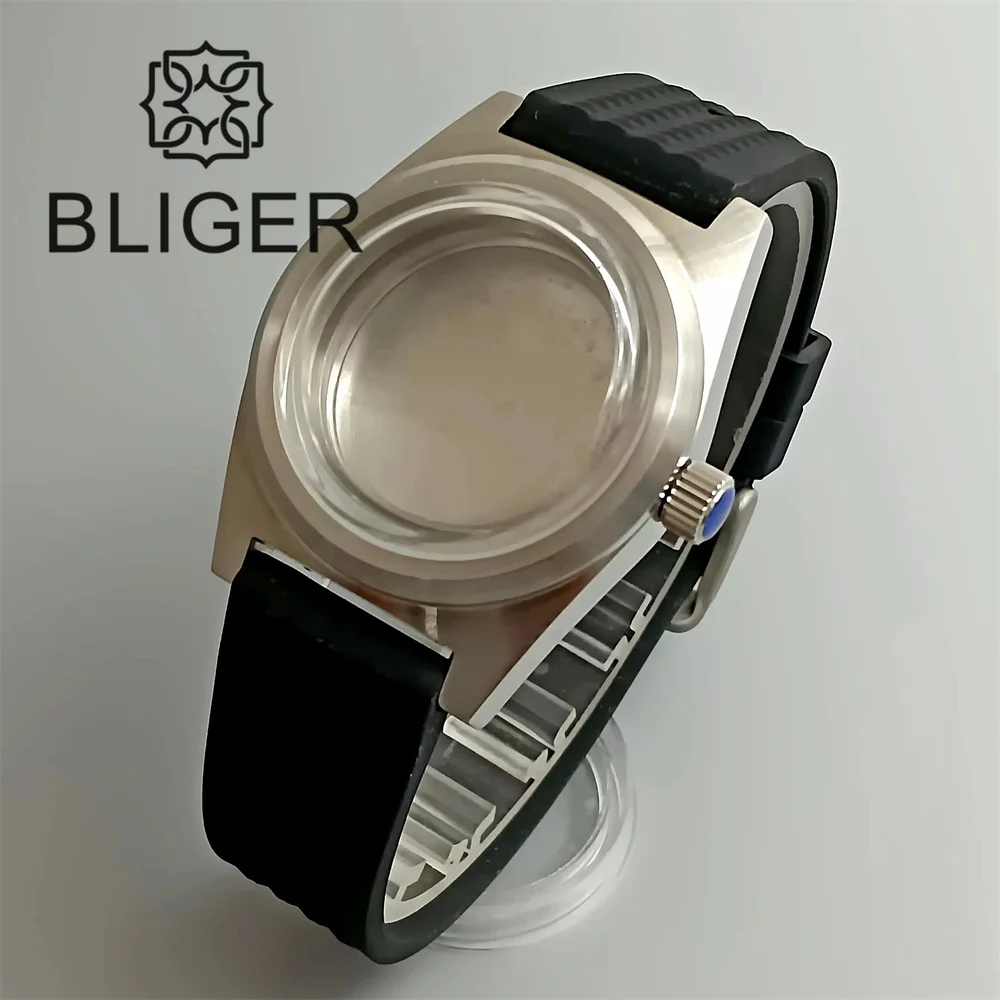 

BLIGER New 39mm Watch Case Domed Coated Glass/Flat Sapphire Crystal Rubber Strap Fit NH35 NH36 ETA2824 PT5000 Movement