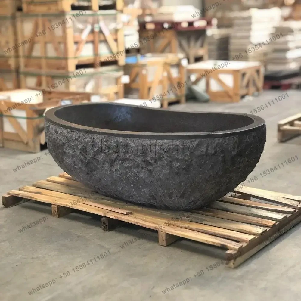 FGNordic Luxury Marble Bathtub, Round One-Piece Freestanding Tub for Villa, Heat Retention & Easy Clean, Body Contour, Customiza