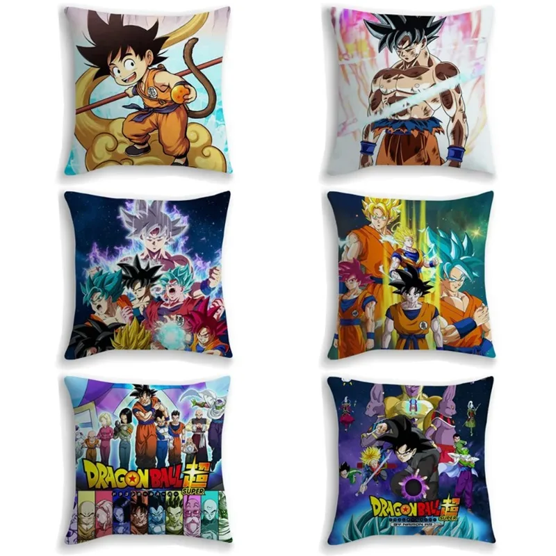 Dragon Ball Plush Cushion Cover Pillowcase Decoration Goku Cartoon Anime Pillowslip Cover Car for Bed Room Decor Christmas Gifts