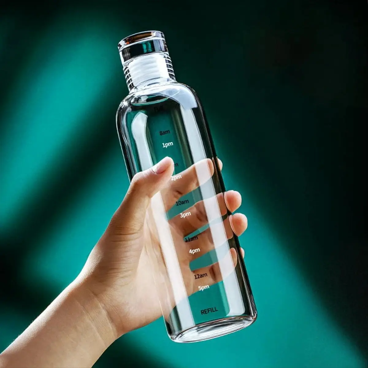 

*X07A 750ml Glass Sport Water Bottle with Time Scale Portable Water Container Sealed Brewing Wine Bottle Water Bottle