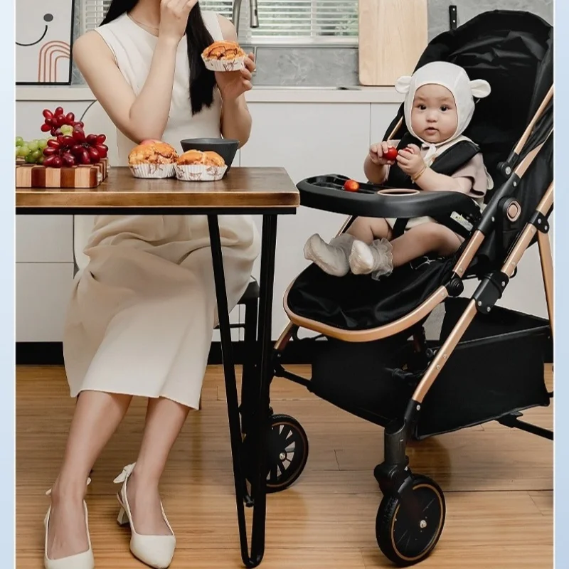 Passeggino 3-1, passeggino a quattro ruote ad alto paesaggio terrestre con comfort per bambini, per bambini da 0 a 3 anni, passeggini leggeri