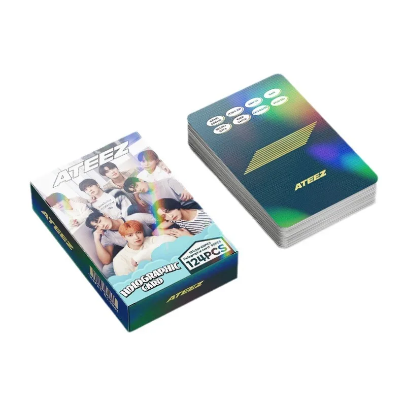 Imagem -06 - Kpop Ateez Lomo Cartões Álbum de Fotos Adesivos Dupla Face Photocard Jongho Yunho Yeosang San Fãs Presente hd 124 Pcs por Conjunto