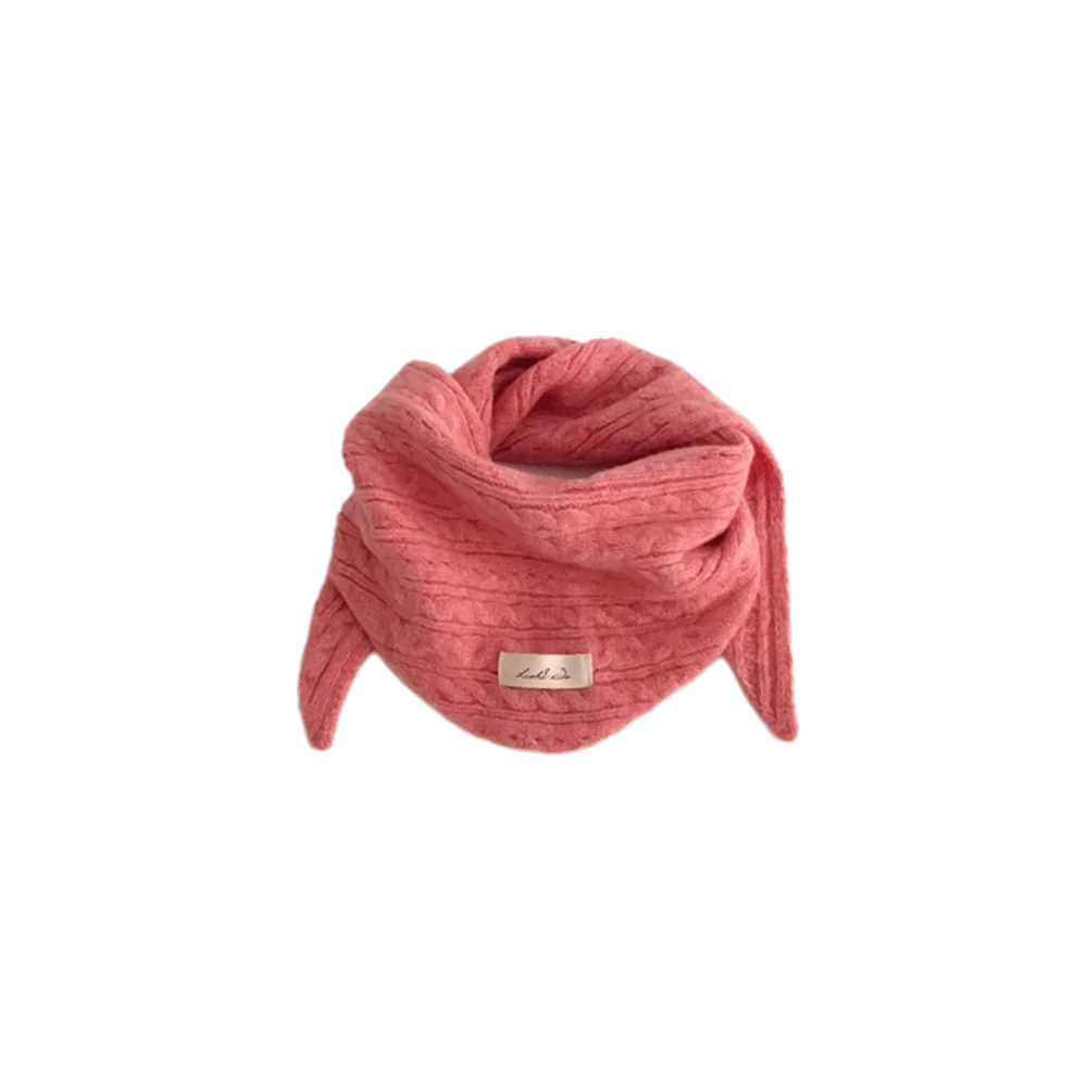 Classic Twist pattern Knitted Wool Scarf Windproof Solid Color Triangular Scarf Soft Keep Warm Kids Neckerchief Boy Girl
