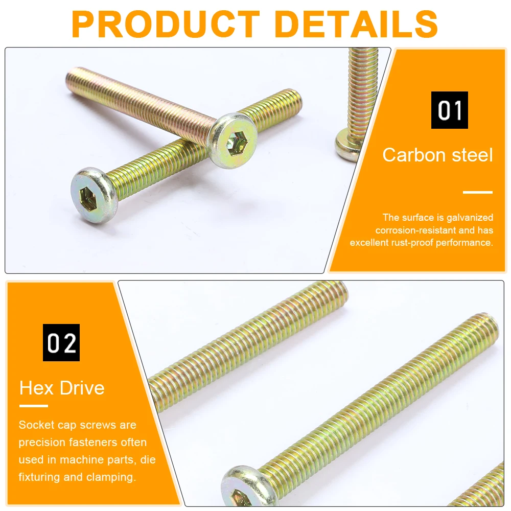 JUIDINTO 2-10pcs Hex Socket Flat Head Screws Furniture Bolts M8 M10 Zinc Plating Countersunk Connector Screws for Bed Chairs