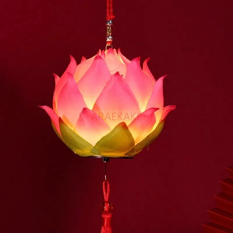 Lotus lantern portable tassel palace lantern Chinese retro style Mid-Autumn Festival lotus lantern