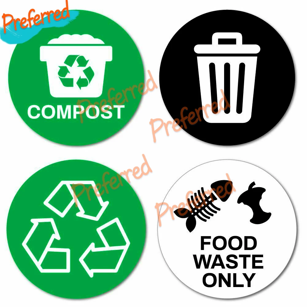 Recycle & Trash Recycle Bin Stickers Food Compost Trash Sticker Decal Window Sign Bin Car Safety