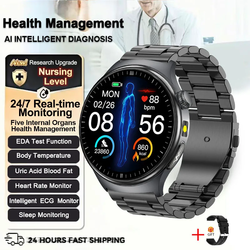 2026 New Upgraded Health Monitoring Uric Acid Blood Pressure Blood Oxygen Heart Health Check Smart Watch ECG smart watches Man image 3