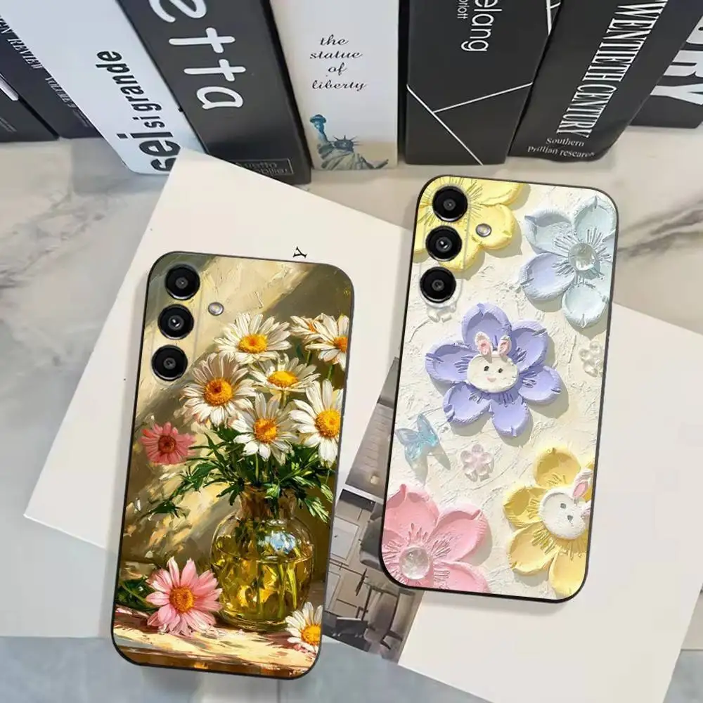 

retro oil painting flower Phone Case For Samsung Galaxy A20,A21s,A22,A31,A32,A52,A53,A72,73,A80 Soft Black Cover