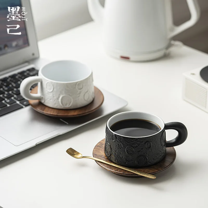 

Набор кофейных чашек и блюдец, кружка, керамическая бытовая чашка для воды, чайная чашка в скандинавском минималистском стиле, чашка с луной и ветром