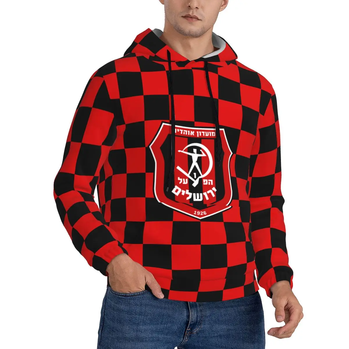 

Israel Hapoel Jerusalem Fc Men's hooded printed hooded street casual outdoor breathable pullover