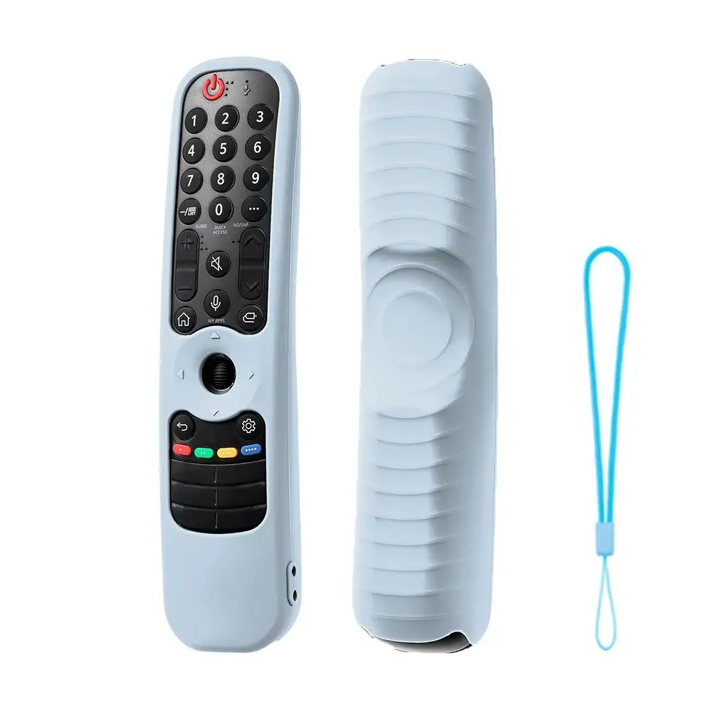 Silicone Protective Case with Lanyard Non-Slip Remote Controller Cover Solid Color Shockproof for LG AN-MR21N21GA/MR21GC