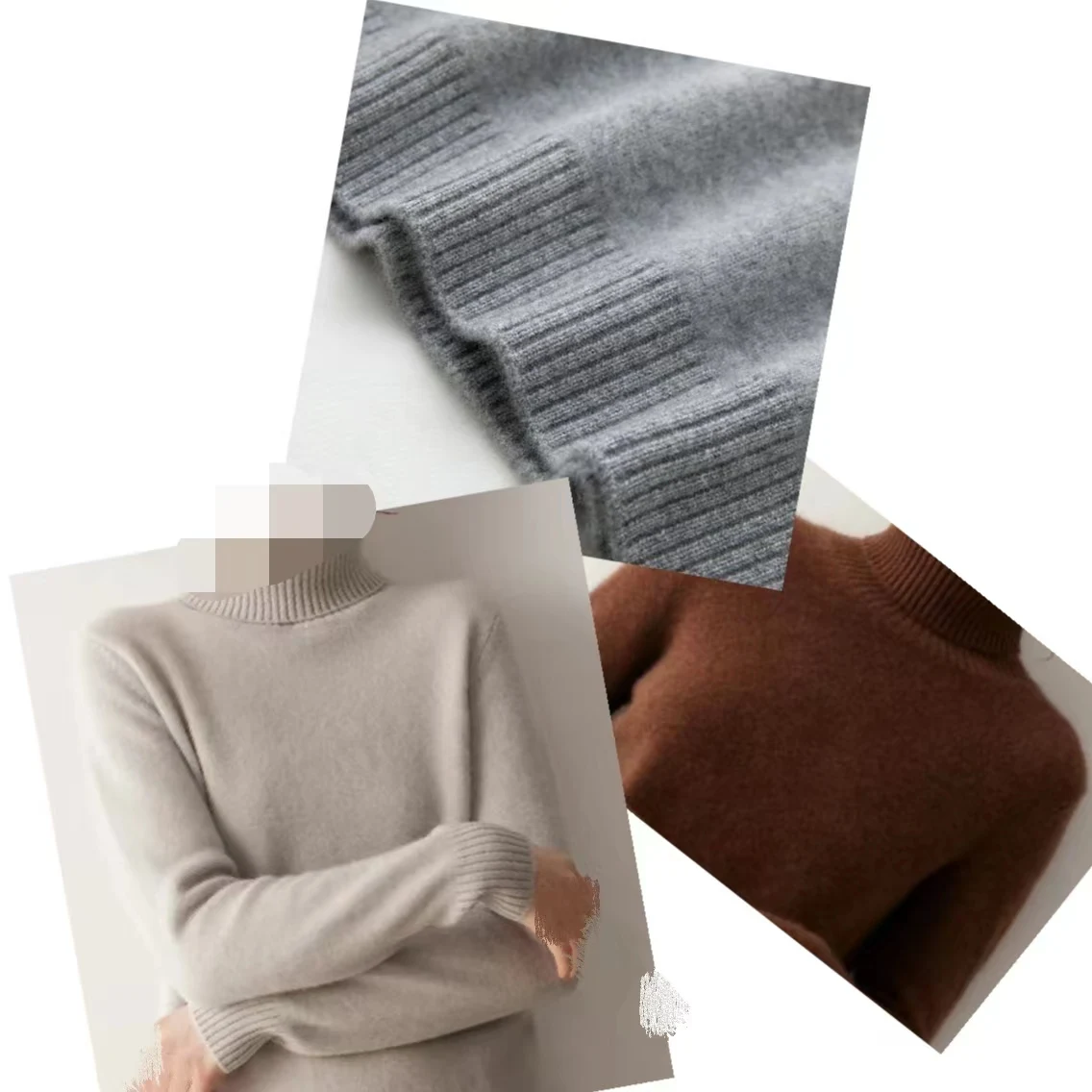 المرأة الماعز سترة الكشمير المعنقة عالية الياقة طويلة الأكمام البلوز الخريف الشتاء لينة الدافئة عادية الكشمير تريكو بلوزات سميكة #1