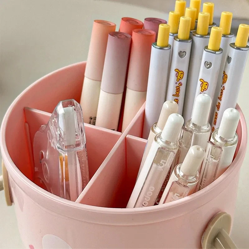 Creative Desktop Pen Holder with Hook Stationery Storage Box Desk Organizer Pen Rack for Children Girls School Study Room