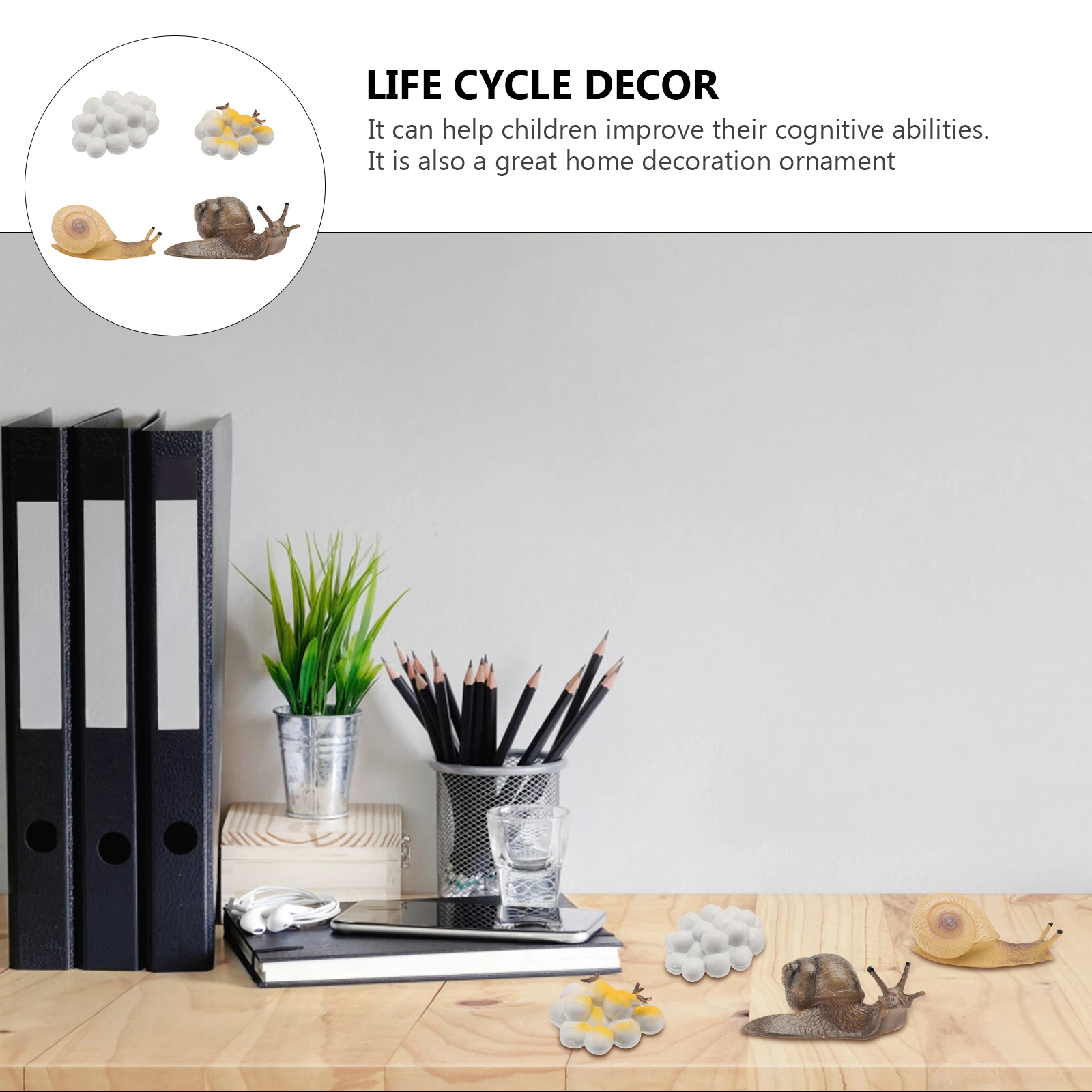 Figuras de ciclo de crecimiento de caracol para niños, juguetes seguros de plástico, habilidades cognitivas, adornos de decoración del hogar, ciclo de vida, 4 Uds.