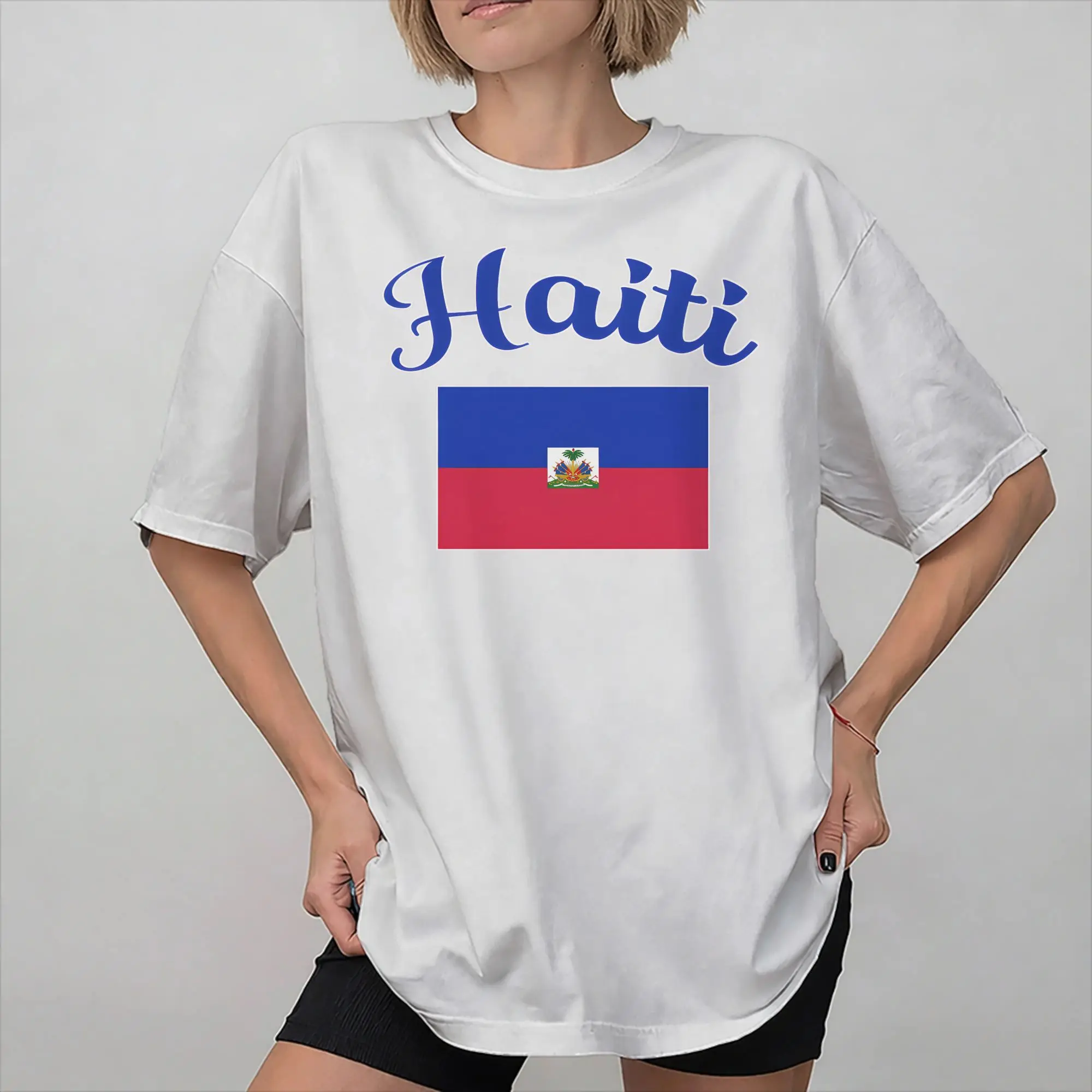 New Arrival Haiti Flag T Shirt for Men Women  Cotton Tee Shirt Short Sleeve Clothing