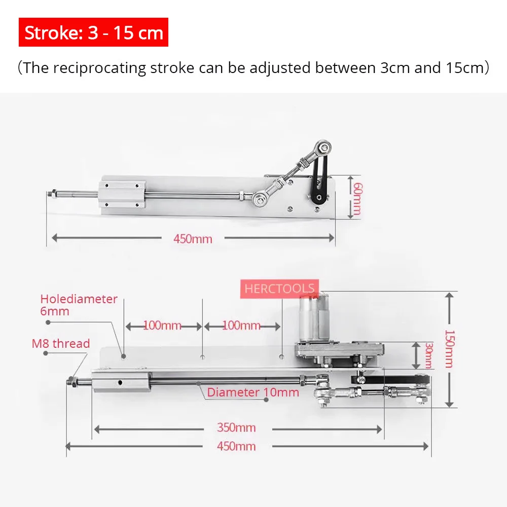 24V DC Linear Actuator with Power Adapter Speed Controller, 80/150mm Stroke Electric Push Rod Motor for DIY Automation Equipment
